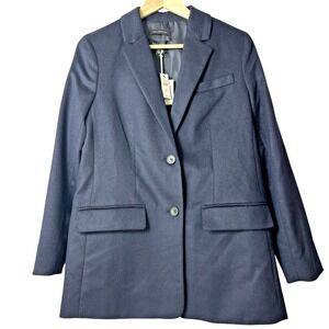 Talbots Womens Blazer Size 8 Navy Wool Italian Fabric 2 Button Lined NWT